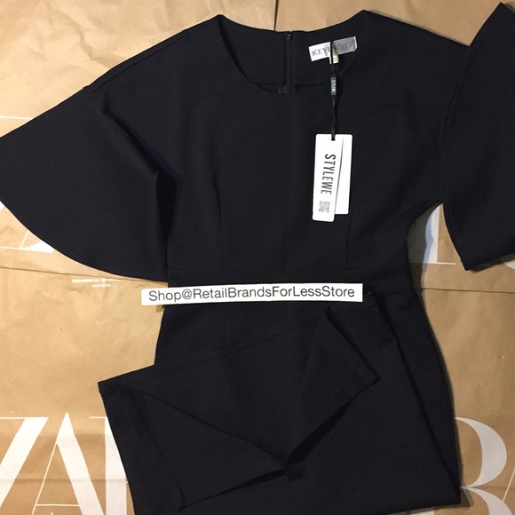 Zara Dresses & Skirts - STYLEWE KE-YING-YI Stretch Black Ruffle Sleeves Pencil Midi Dress